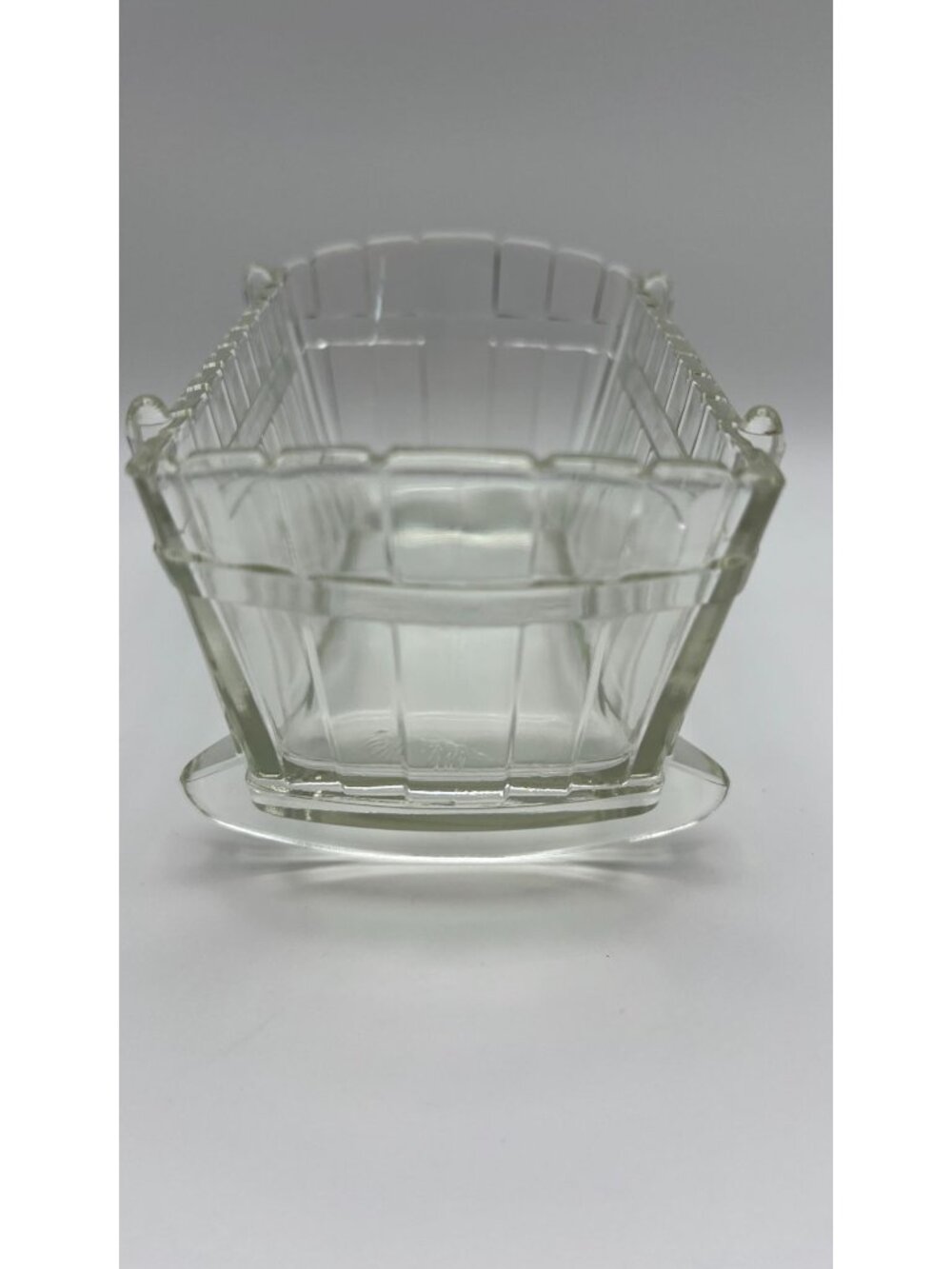 Vintage Glass Footed Rectangular Dish With Ribbed Design Clear Finish Decorative - Picture 5 of 6
